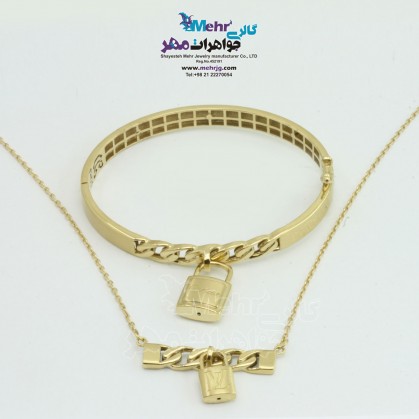 نیم ست طلا - گردنبند و دستبند - طرح کلئوپاترا-SS0395